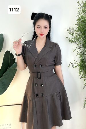 1112 ĐẦM 8 NÚT ( XÁM TRO)